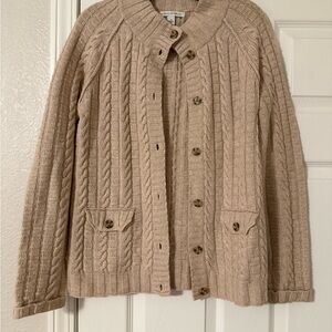 Banana Republic Taupe Cable Knit Cardigan